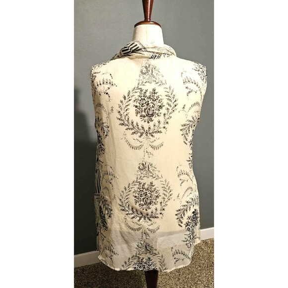 Coldwater Creek Boho Ivory & Black Floral Oversized Duster Vest - Picture 2 of 8